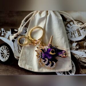 Purple and Gold Unicorn Keychain/ Purse Charm